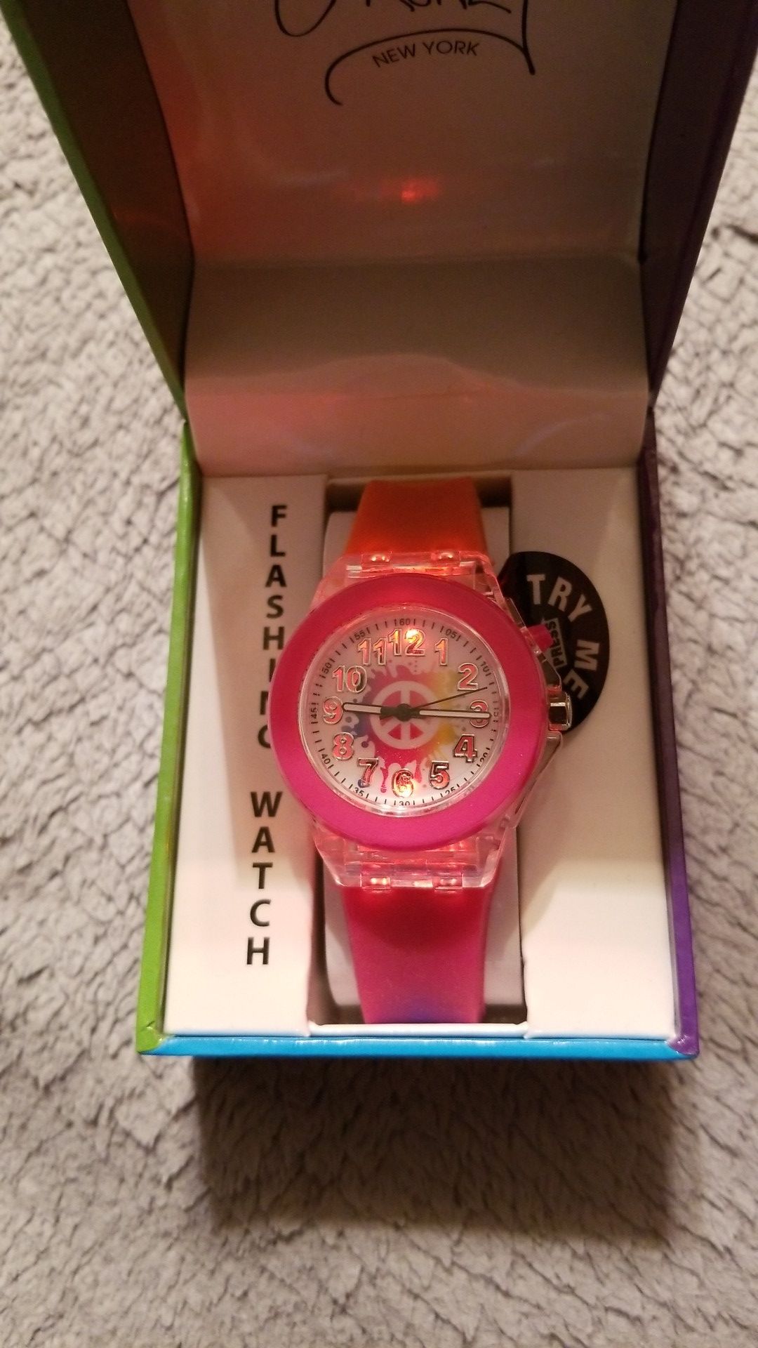 Peace Sign Flashing Watch, New in Box, Frenzy Brand
