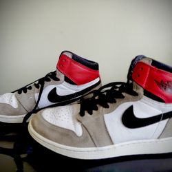 Air Jordan 1s In The Color Red White And Grey 