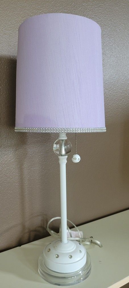 Table Lamp With Purple Shade And Beads