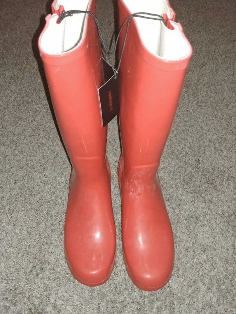 Red rain boots size 10