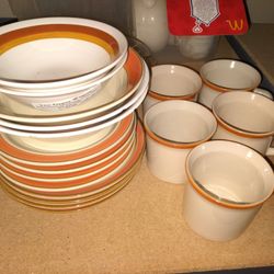Coffee Cups, Bowls, Plate Set