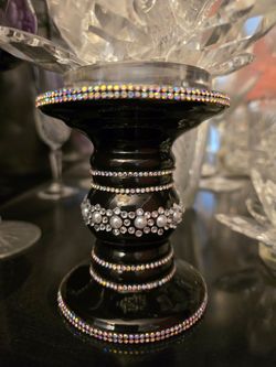 Candle holder new 4x3.5 inch ceramic black handmade