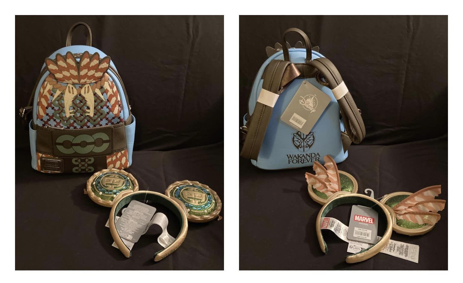 DISNEY Loungefly Black Panther: Wakanda Forever Mini Backpack + Matching Ears (NWT)