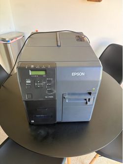 Epson TM-C7500G industrial color label printer setup + rewinder