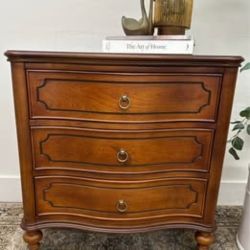 Alois 3 Drawer Nightstand End Table Wood Brown Finish Built In Outlet Karat Home NEW!