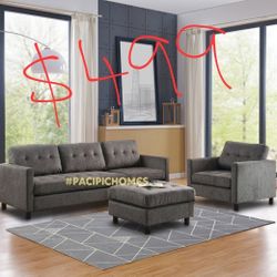 Living room Set Includes Sofa , Single Chair And Ottoman 