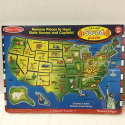 Melissa & Doug U.S.A. Sound Puzzle Wooden State Names & Capital New Sealed . 5+