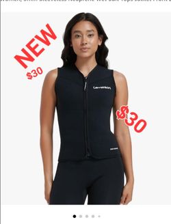 Wetsuit neoprene sleeve less top women's, 3mm Sz.6...NEW_NUEVO