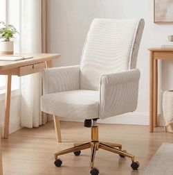 Brand New Velvet Swivel Office Chair - Beige