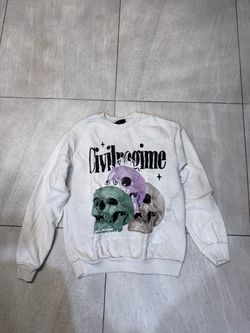 Civil Regime Triple Skull Graphic Crewneck Sweatshirt White M