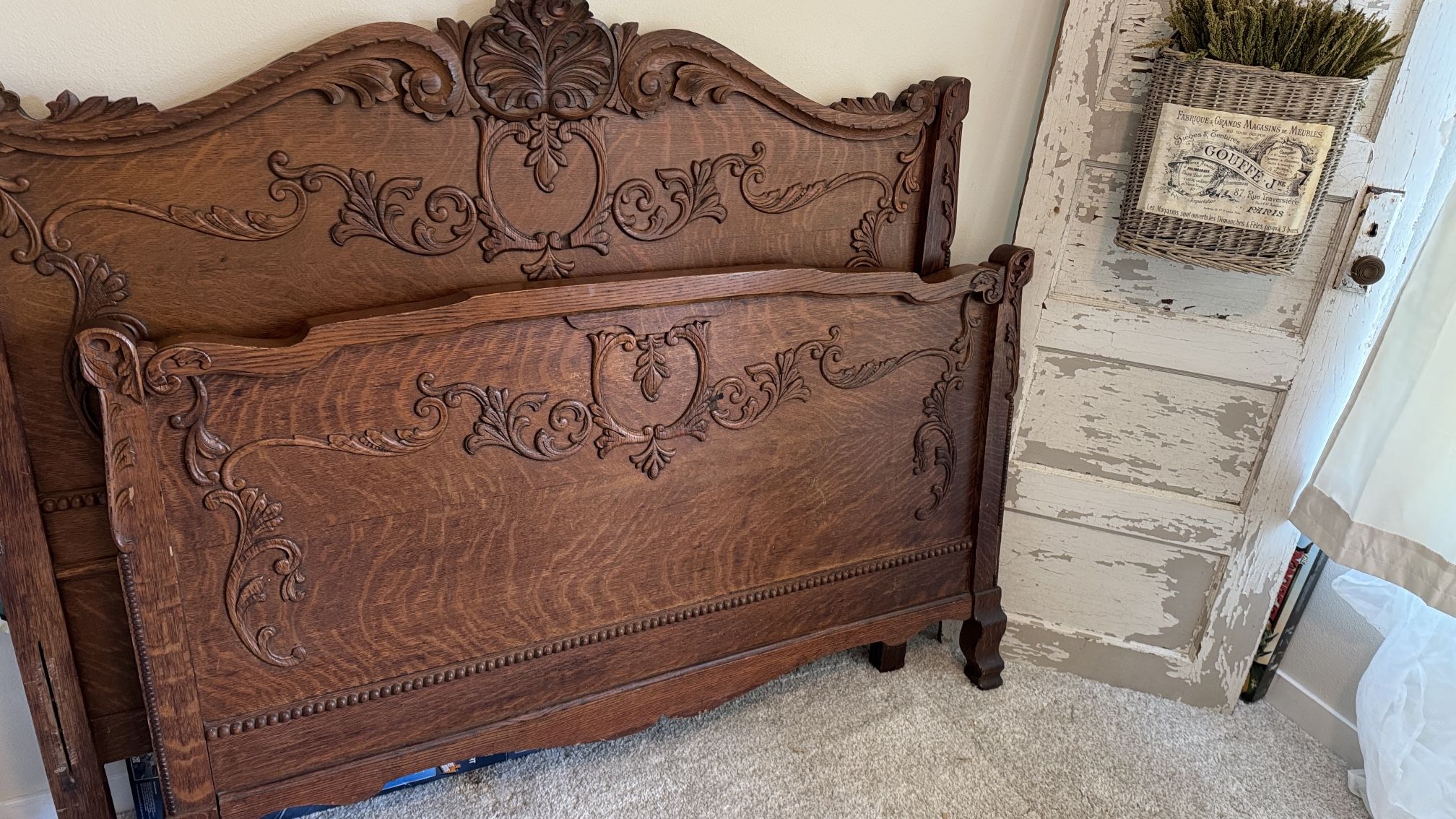 Antique Beautiful Headboard And Footboard