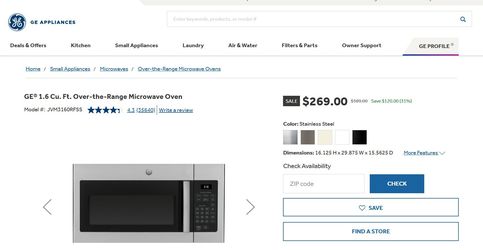 Over the range GE microwave