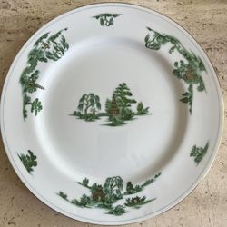 NARUMO JAPANESE CHINA DINNER PLATE RARE GREEN WILLOW PATTERN 10 1/2 I HAVE 12 OF THESE PRICE IS FOR ONE.