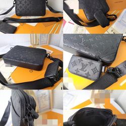 Calfskin Monogram Shadow Duo Messenger Black