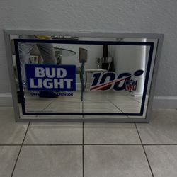 Bud Light NFL 100th Season Football Beer Bar Mirror Man Cave Pub New. Used In Good Condition. Location West Kendall 331  94 . 