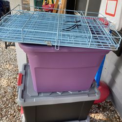 Blue Dog Crate With Water Bowl Holder