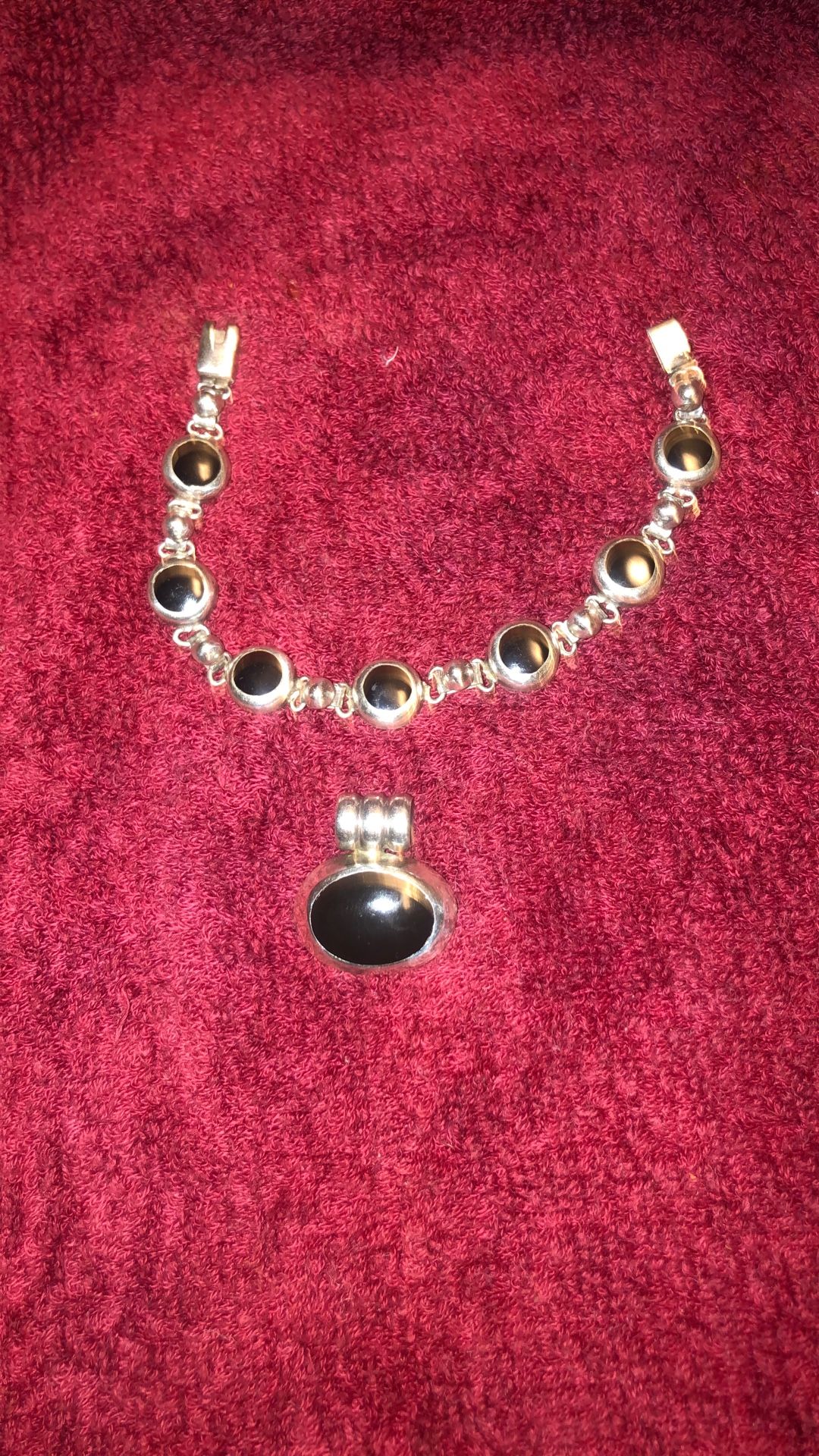Vintage, 925 & Black onyx bracelet, and pendant for necklace