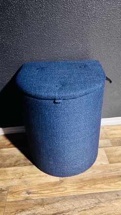 Blue Fabric Storage Ottoman