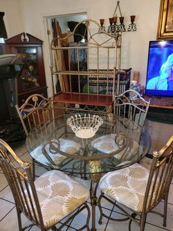 Beautiful GOLD & IVORY Dining Room Table Set