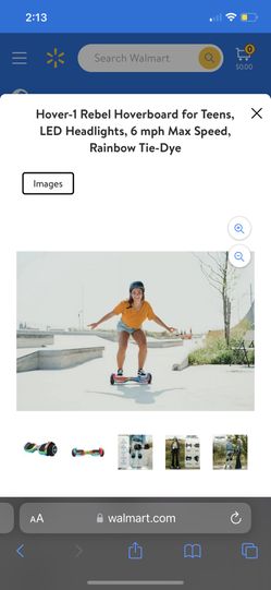 Hover-1 Rebel Hoverboard , LED Headlights, 6 mph Max Speed, Rainbow Tie-Dye