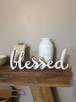 Rustic “Blessed” Wooden Decor Sign