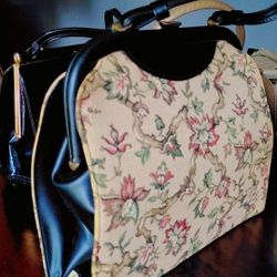 Cartera De Moda Color Negro Diseño Floral