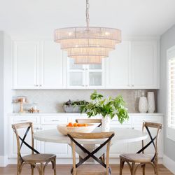  New-20" Hand-Woven Rattan Pendant 6 -Light 
