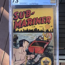 Sun-Mariner Comics #21 (1946) CGC 7.5 - O/w To White Pages; Last Angel Backup