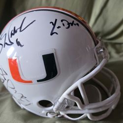 Miami hurricanes 5  national championship quarterbacks Signed  helmet