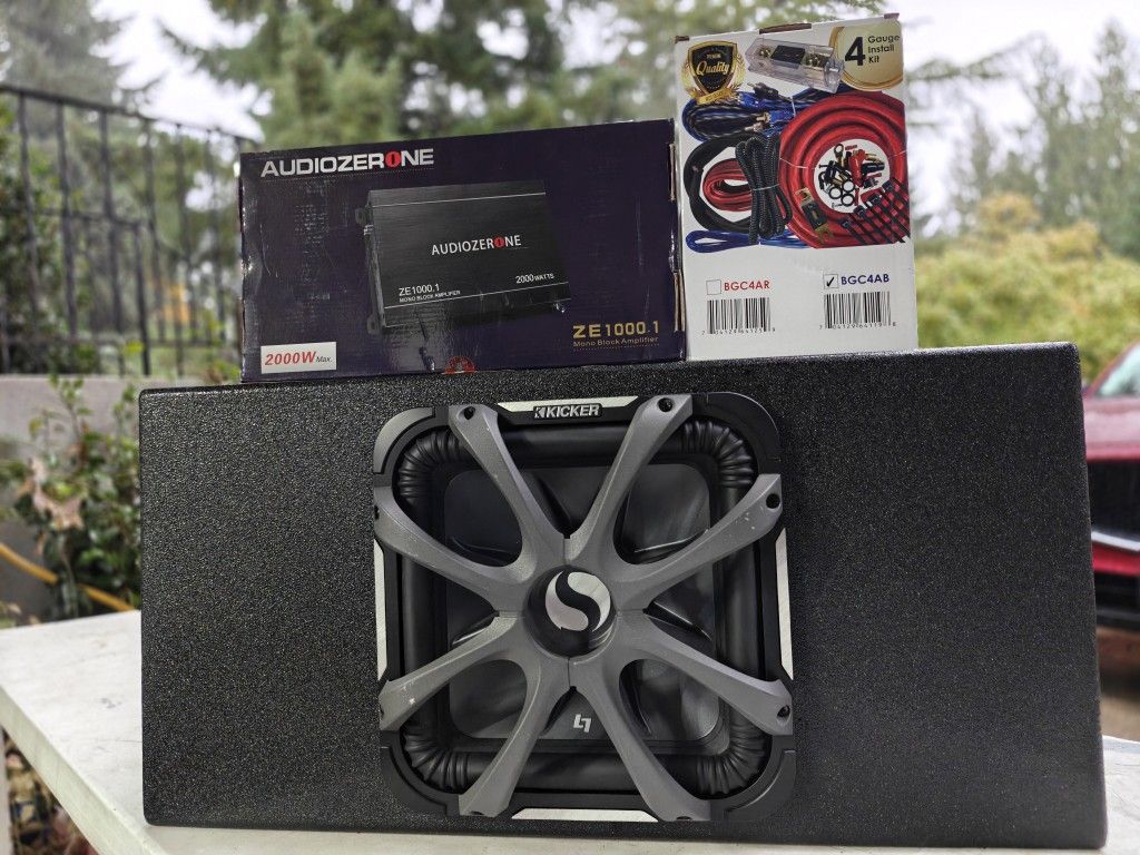 Kicker 12" L7 Subs With 2000 Watt Amp And Wiring