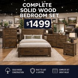  ⸻  Complete Solid Wood Bedroom Set – $1499