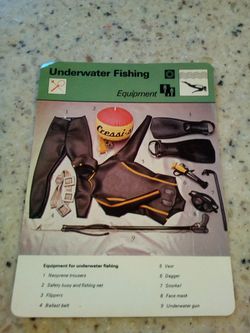 Vintage 1979 sportscaster underwater fishing/ equipment/ what you need/ Olympic collector card # 53-19