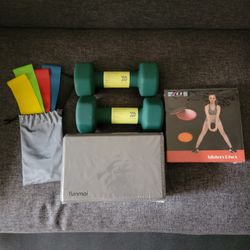 All in Motion 8lb dumbbells (Pair) + Accessories