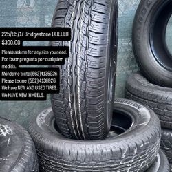 225/65/17 Bridgestone DUELER Semi New All Four 98 Tread Life 