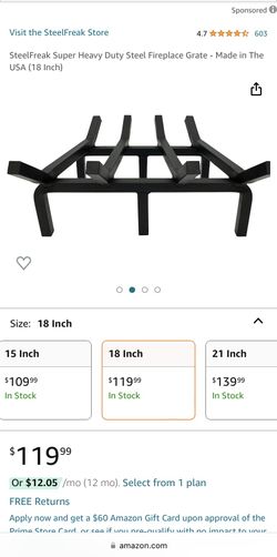 SteelFreak Super Heavy Duty Steel Fireplace Grate - Made in The USA (18 Inch)