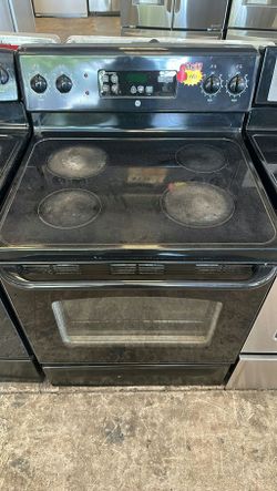Black GE Electric Range with Glass Top
