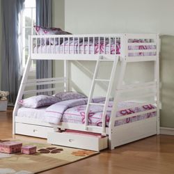 White Twin/ Full Bunk Bed 