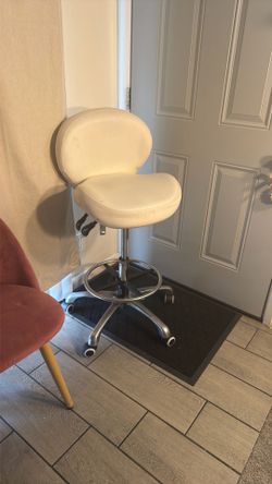 Rolling Swivel Salon Stool Chair with Back Support Adjustable Hydraulic for Office Massage Facial Spa Medical Drafting Tattoo Beauty Barber White