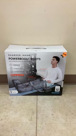 SHARPER IMAGE POWERBOOST BOOTS AIR COMPRESSION LEG RECOVERY.