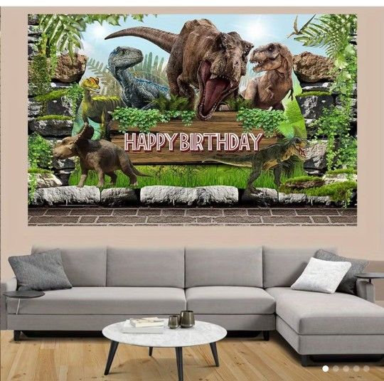 Dinosaur Happy Birthday Backdrop