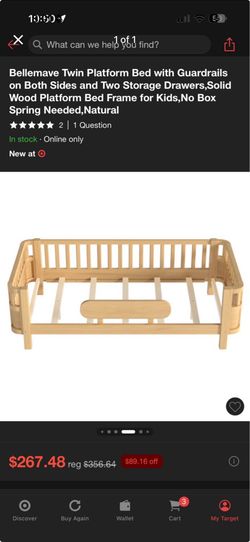 BRAND NEW UNOPENED Bellemave Twin Platform Bed with Guardrails on Both Sides and Two Storage Drawers