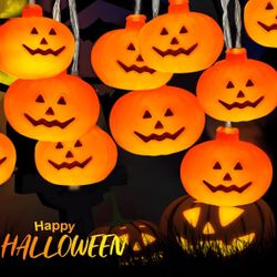 Fall Pumpkin String Lights,LED Pumpkin Lights, 2 Modes Holiday Fall Light for Outdoor Indoor Party Decor - 9.8 ft 20 Pumpkin Lights