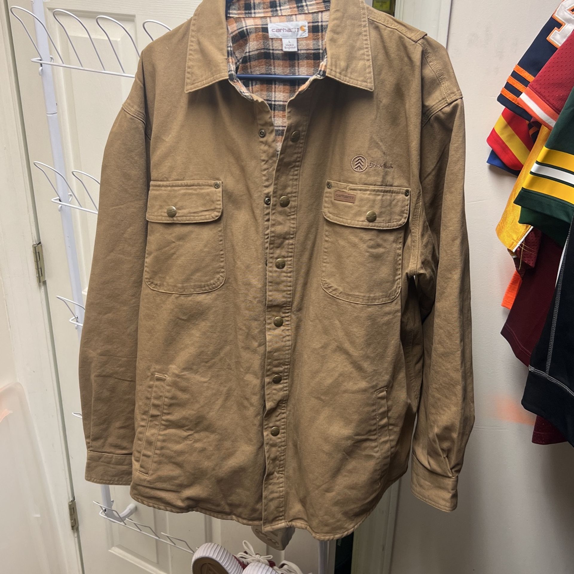 Large Carhartt Brown Boise Cascade Button Up Work Jacket