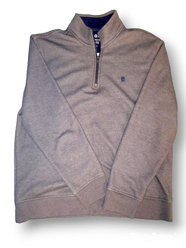 Izod Sweater Hoodie Mens Medium Gray
