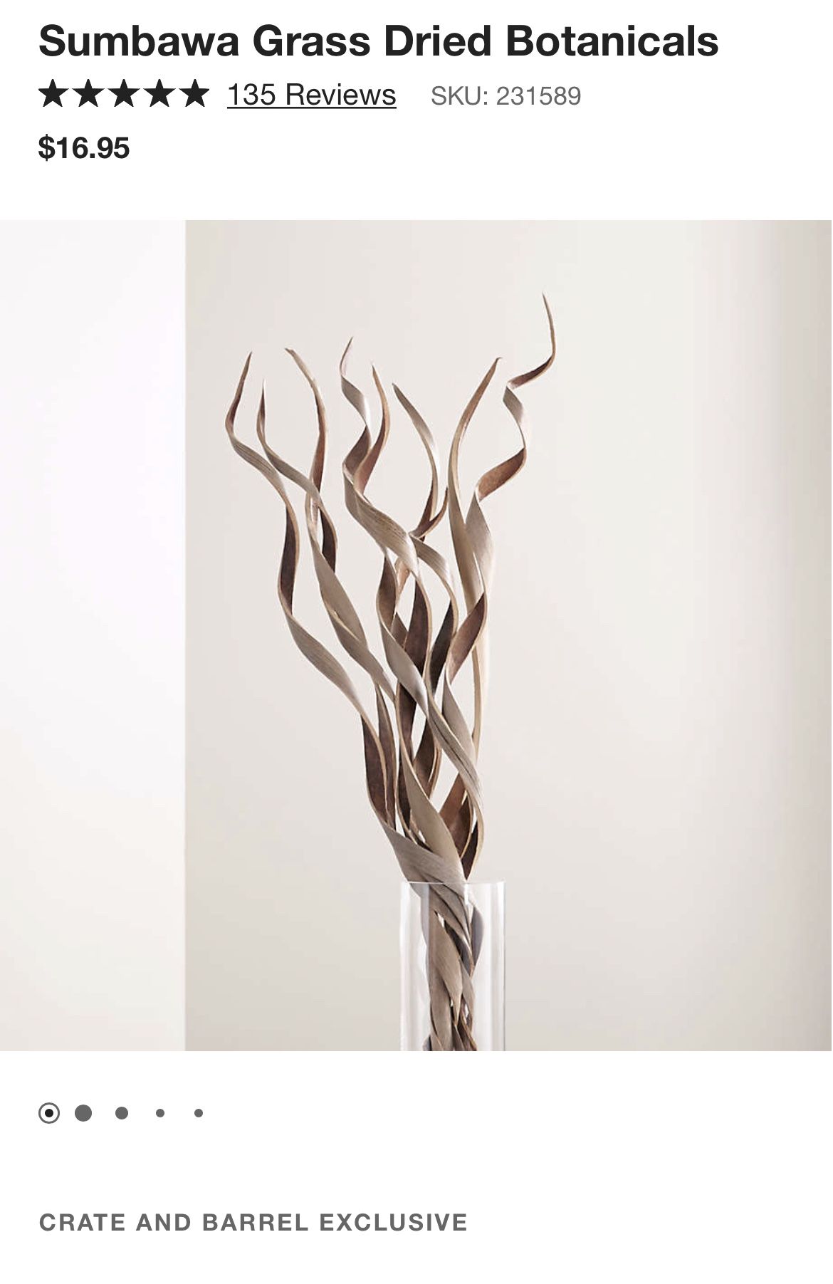 Crate and Barrel Dried Sumbawa Grass