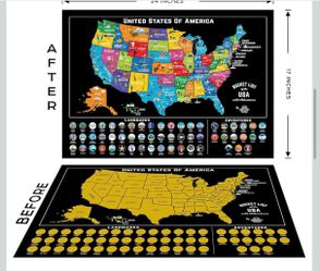 The Bright Standards USA Scratch Map Poster Bucket List Adventures Map is a map of the United States that allows users to track their travels and adve