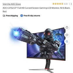 AOC C27G2 27" Full HD Curved Screen Gaming LCD Monitor, 16:9, Black,