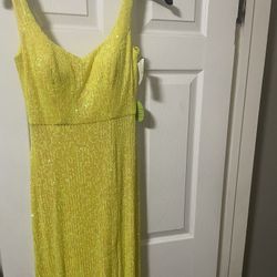 Yellow Sequin Long Dress Brand New Size 5