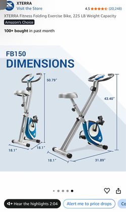 XTERRA Fitness Folding Exercise Bike 225 LB Weight Capacity