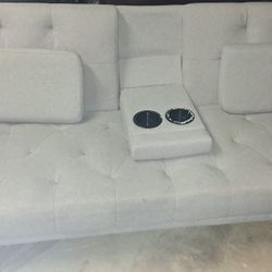 Grey Upholstered Futon